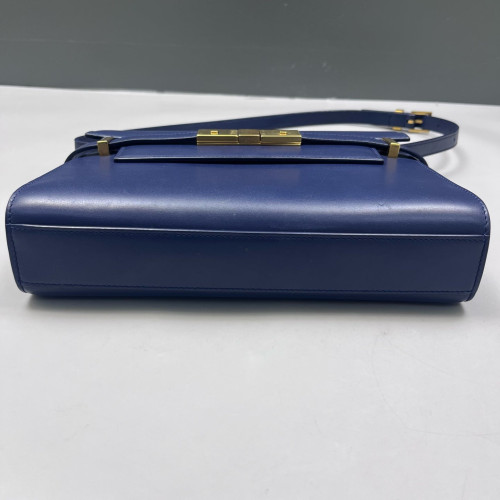 Yves Saint Laurent Small Manhattan Shoulder Bag Calfskin Blue Yves Saint Laurent Small Manhattan Shoulder Bag Calfskin Blue