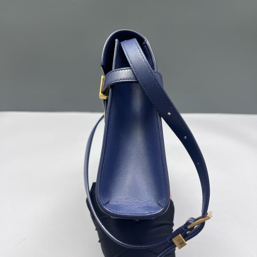 Yves Saint Laurent Small Manhattan Shoulder Bag Calfskin Blue Yves Saint Laurent Small Manhattan Shoulder Bag Calfskin Blue