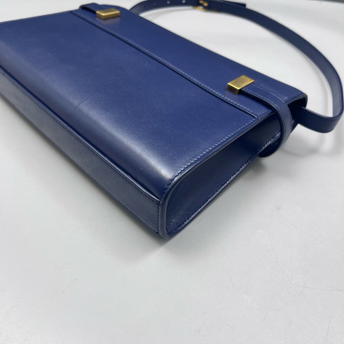 Yves Saint Laurent Small Manhattan Shoulder Bag Calfskin Blue Yves Saint Laurent Small Manhattan Shoulder Bag Calfskin Blue