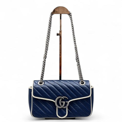 Gucci Chevron Small GG Marmont Calfskin Dark Navy Gucci Chevron Small GG Marmont Calfskin Dark Navy