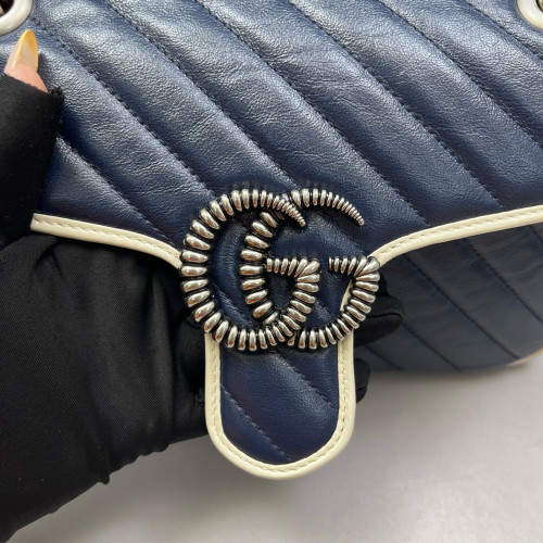 Gucci Chevron Small GG Marmont Calfskin Dark Navy Gucci Chevron Small GG Marmont Calfskin Dark Navy