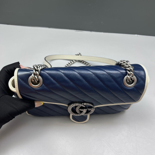 Gucci Chevron Small GG Marmont Calfskin Dark Navy Gucci Chevron Small GG Marmont Calfskin Dark Navy