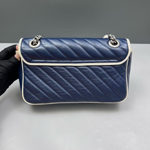 Gucci Chevron Small GG Marmont Calfskin Dark Navy Gucci Chevron Small GG Marmont Calfskin Dark Navy