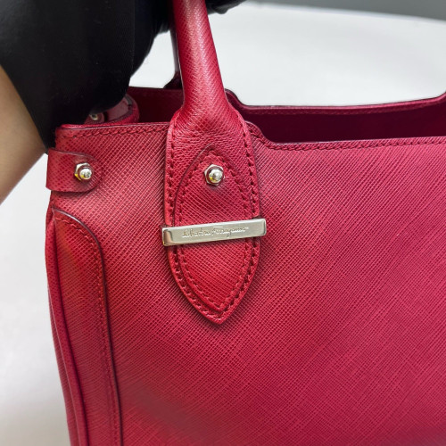 Salvatore Ferragamo Handbag Saffiano Calfskin Red
