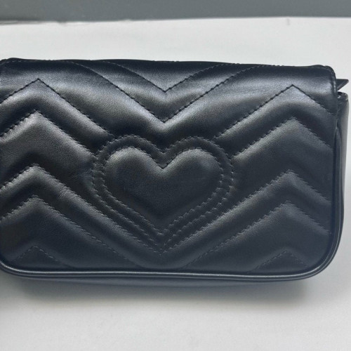 Gucci Chevron Super Mini GG Marmont Calfskin Black Gucci Chevron Super Mini GG Marmont Calfskin Black