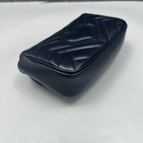 Gucci Chevron Super Mini GG Marmont Calfskin Black Gucci Chevron Super Mini GG Marmont Calfskin Black