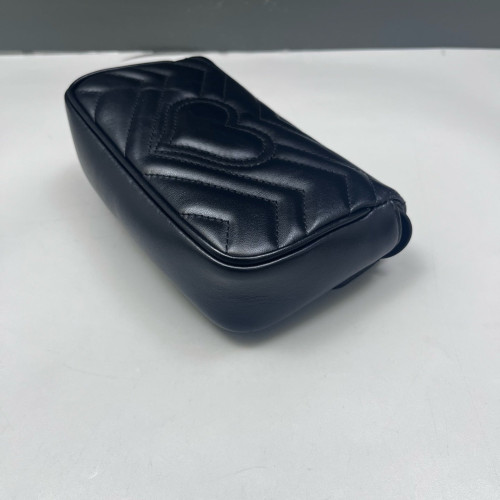 Gucci Chevron Super Mini GG Marmont Calfskin Black Gucci Chevron Super Mini GG Marmont Calfskin Black