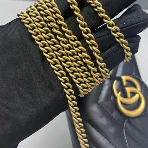 Gucci Chevron Super Mini GG Marmont Calfskin Black Gucci Chevron Super Mini GG Marmont Calfskin Black