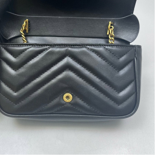 Gucci Chevron Super Mini GG Marmont Calfskin Black Gucci Chevron Super Mini GG Marmont Calfskin Black