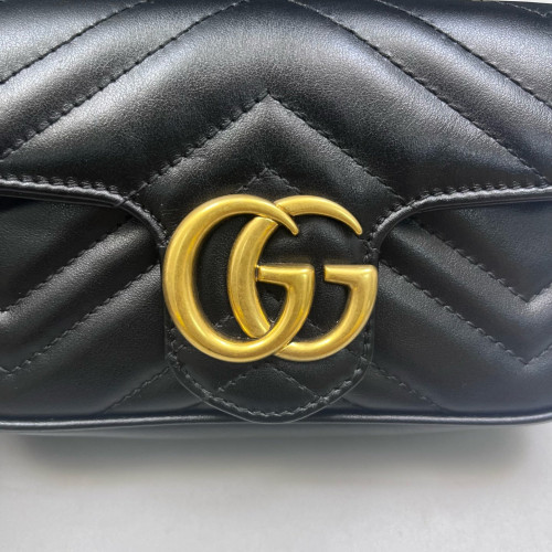 Gucci Chevron Super Mini GG Marmont Calfskin Black Gucci Chevron Super Mini GG Marmont Calfskin Black