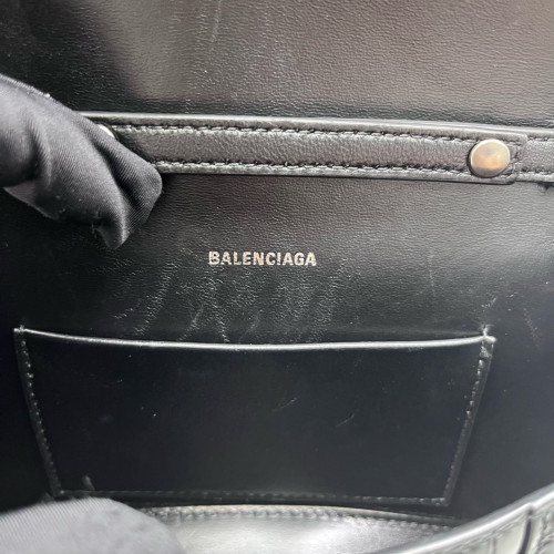 Balenciaga Crush Chain Shoulder Bag Xs Calfskin Crocodile Embossed Black