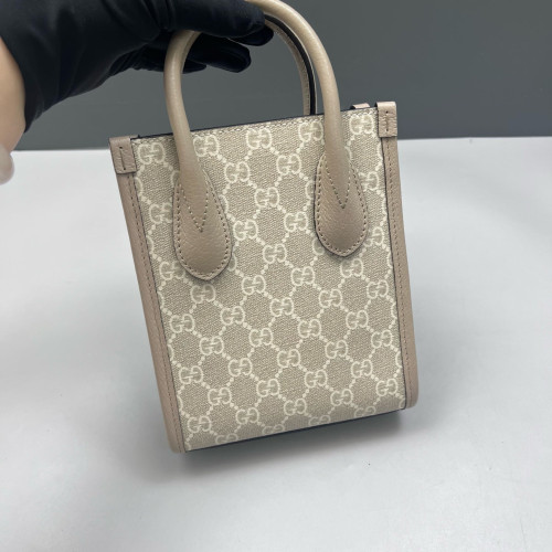 Gucci Mini Interlocking G Tote GG Supreme Monogram Light Grey Beige White