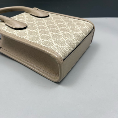 Gucci Mini Interlocking G Tote GG Supreme Monogram Light Grey Beige White