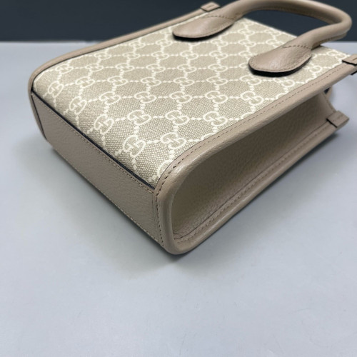 Gucci Mini Interlocking G Tote GG Supreme Monogram Light Grey Beige White