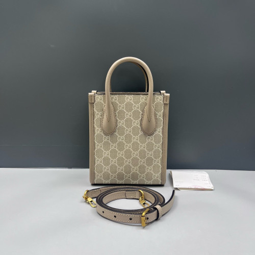 Gucci Mini Interlocking G Tote GG Supreme Monogram Light Grey Beige White