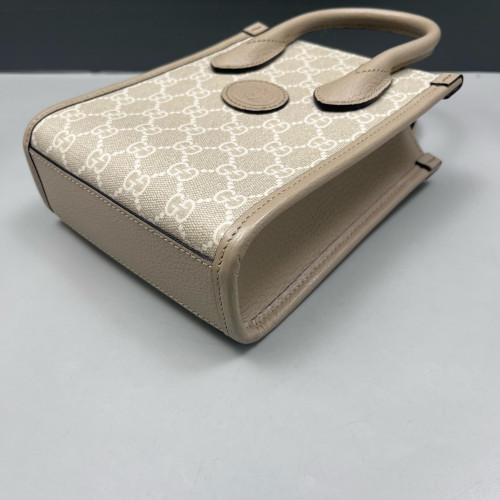 Gucci Mini Interlocking G Tote GG Supreme Monogram Light Grey Beige White
