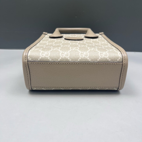 Gucci Mini Interlocking G Tote GG Supreme Monogram Light Grey Beige White