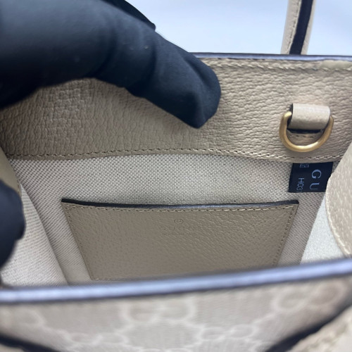 Gucci Mini Interlocking G Tote GG Supreme Monogram Light Grey Beige White