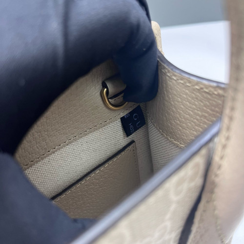 Gucci Mini Interlocking G Tote GG Supreme Monogram Light Grey Beige White