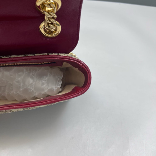 Gucci Small GG Marmont Canvas Beige Burgundy