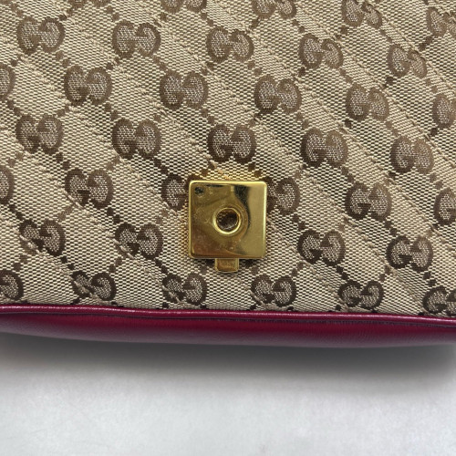Gucci Small GG Marmont Canvas Beige Burgundy