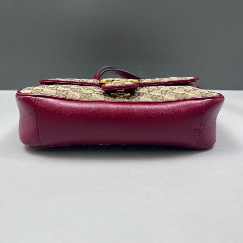 Gucci Small GG Marmont Canvas Beige Burgundy