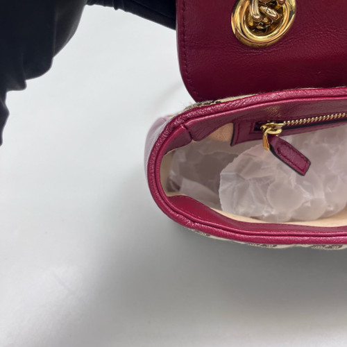 Gucci Small GG Marmont Canvas Beige Burgundy