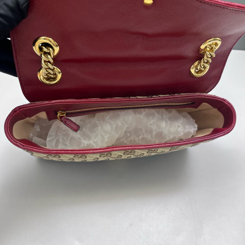 Gucci Small GG Marmont Canvas Beige Burgundy