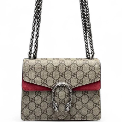Gucci Small Dionysus GG Supreme Monogram Suede Red
