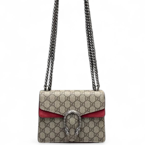 Gucci Small Dionysus GG Supreme Monogram Suede Red