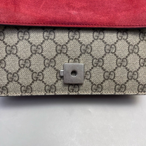 Gucci Small Dionysus GG Supreme Monogram Suede Red