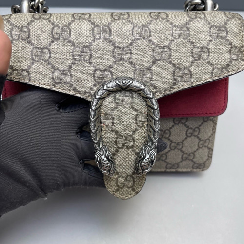 Gucci Small Dionysus GG Supreme Monogram Suede Red