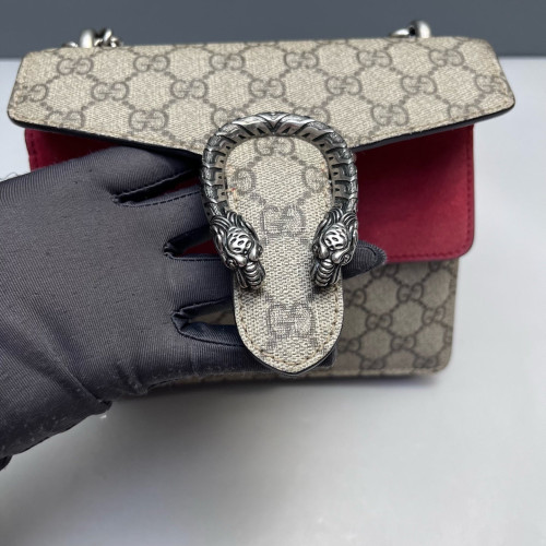 Gucci Small Dionysus GG Supreme Monogram Suede Red