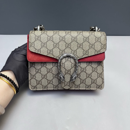Gucci Small Dionysus GG Supreme Monogram Suede Red