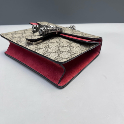 Gucci Small Dionysus GG Supreme Monogram Suede Red