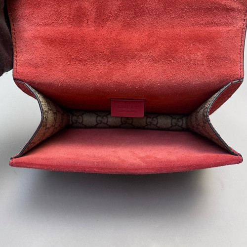 Gucci Small Dionysus GG Supreme Monogram Suede Red