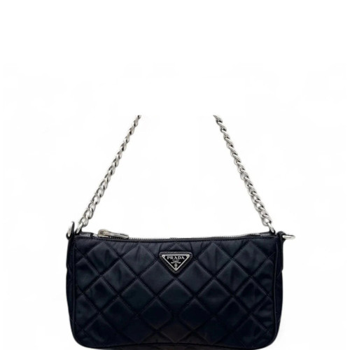 Prada Chain Hobo Tessuto Nylon Black
