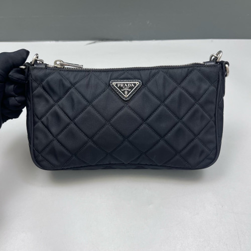 Prada Chain Hobo Tessuto Nylon Black