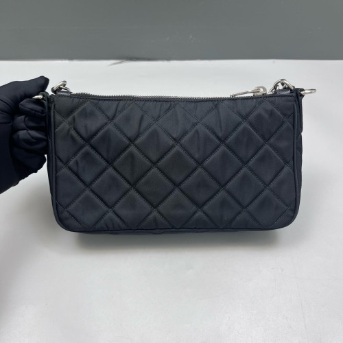 Prada Chain Hobo Tessuto Nylon Black