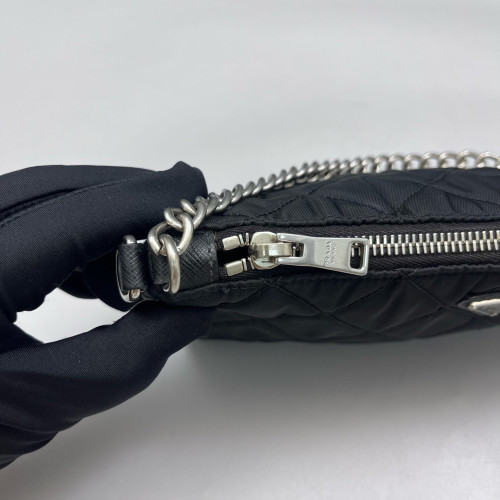 Prada Chain Hobo Tessuto Nylon Black