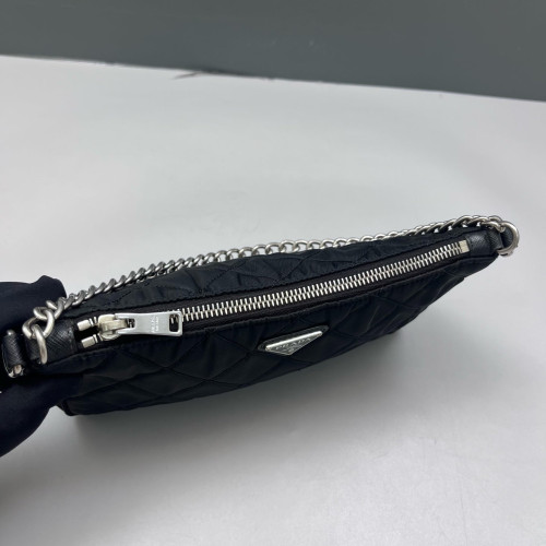 Prada Chain Hobo Tessuto Nylon Black