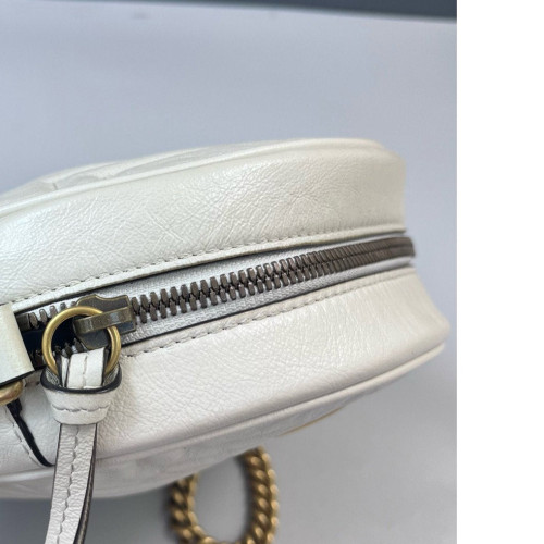 Gucci Chevron GG Marmont Round Mini Bag Calfskin White Gucci Chevron GG Marmont Round Mini Bag Calfskin White