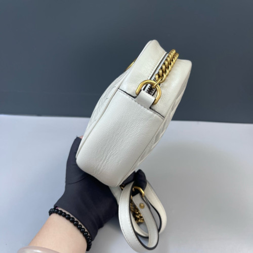Gucci Chevron GG Marmont Round Mini Bag Calfskin White Gucci Chevron GG Marmont Round Mini Bag Calfskin White
