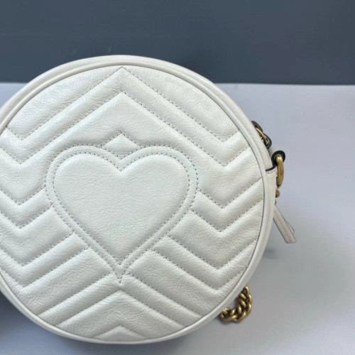 Gucci Chevron GG Marmont Round Mini Bag Calfskin White Gucci Chevron GG Marmont Round Mini Bag Calfskin White