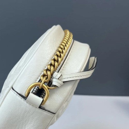 Gucci Chevron GG Marmont Round Mini Bag Calfskin White Gucci Chevron GG Marmont Round Mini Bag Calfskin White