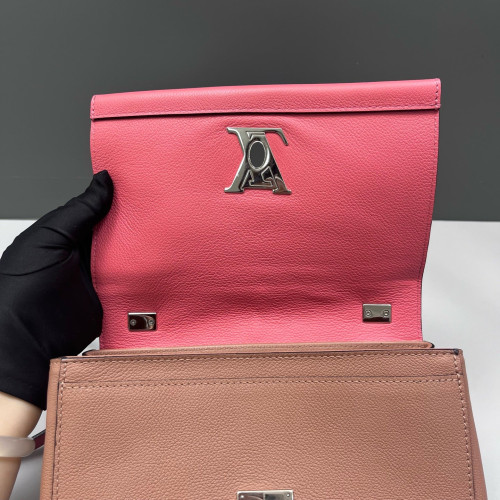 Louis Vuitton Lockme II Chain Bag BB Calfskin Pink Brown