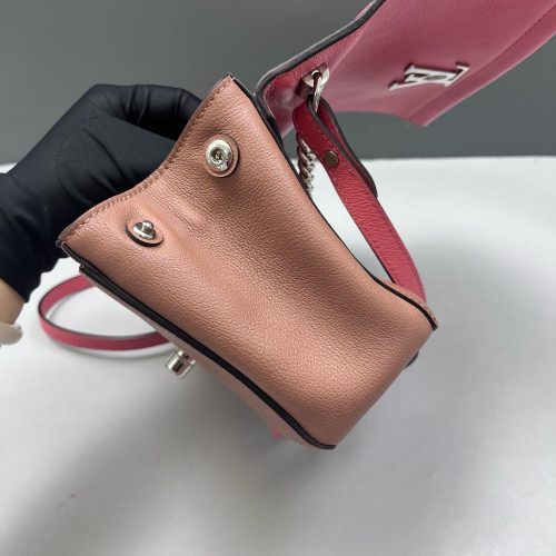 Louis Vuitton Lockme II Chain Bag BB Calfskin Pink Brown
