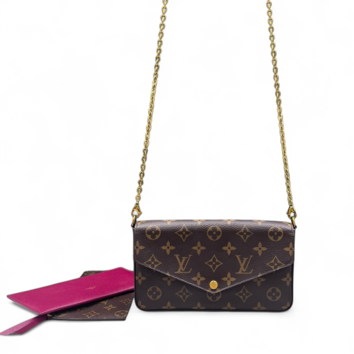 Louis Vuitton Pochette Felicie Chain Wallet Monogram Brown Fuchsia
