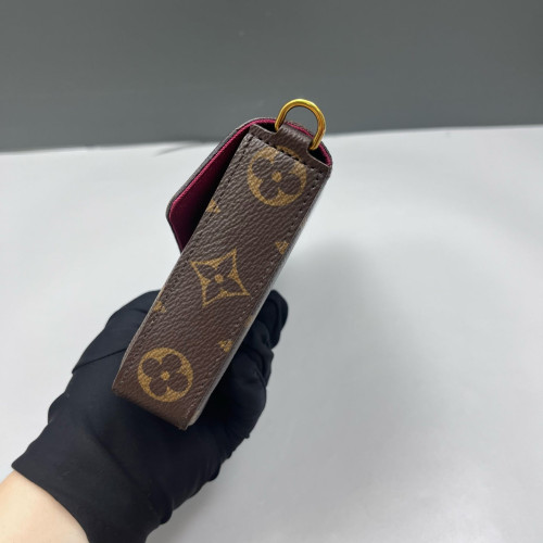 Louis Vuitton Pochette Felicie Chain Wallet Monogram Brown Fuchsia