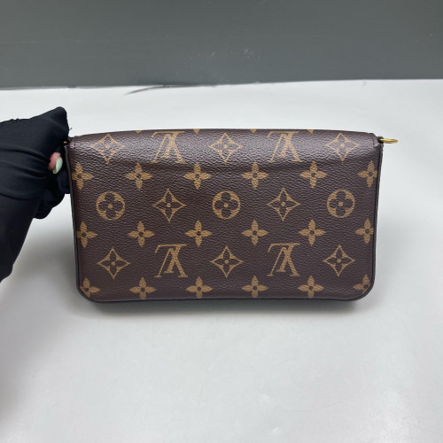 Louis Vuitton Pochette Felicie Chain Wallet Monogram Brown Fuchsia